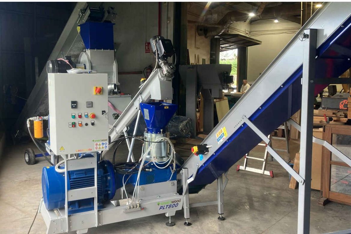 Montaje Planta de Peletizado, fabricación pelet en carpintería de Málaga